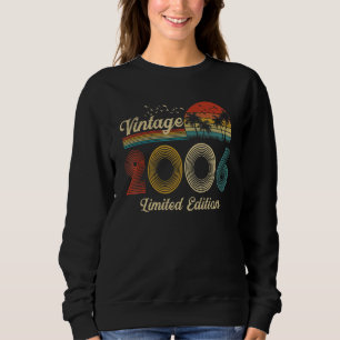16 Year Old Born In 2006 Vintage 16th Birthday Re Sweatshirt