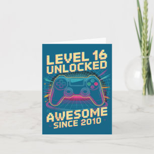 16 Year Old Boy Level 16 Gamer 2010 16th Birthday  Card