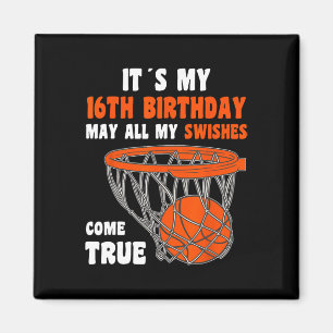 16 Year Old Happy 16th Birthday Basketball 16th Bi Magnet