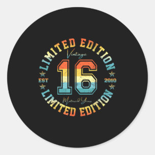 16 Year Old Vintage 2010 Limited Edition 16th Birt Classic Round Sticker