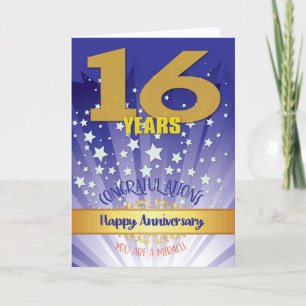 16 Year Recovery Anniversary Bold Numeral Card
