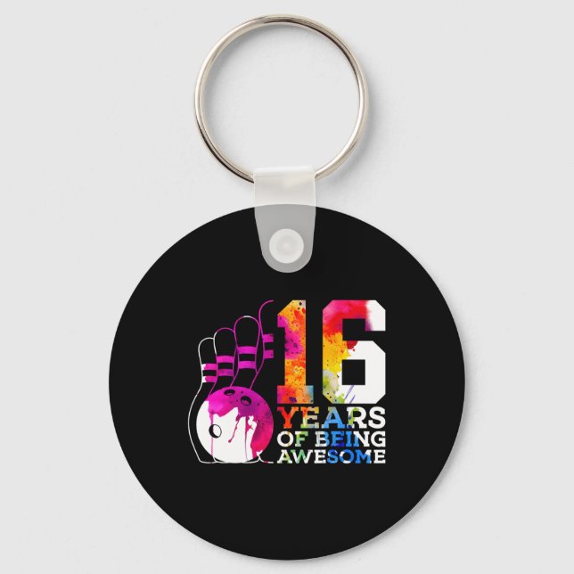 16 Years Of Being Awesome Bowling 16th Birthday  Key Ring (Front)