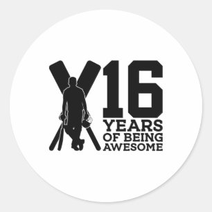 16 Years Of Being Awesome Cricket 16th Birthday  Classic Round Sticker