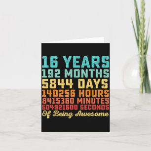 16 Years Old Birthday Quote Funny 16th B-Day Math Card