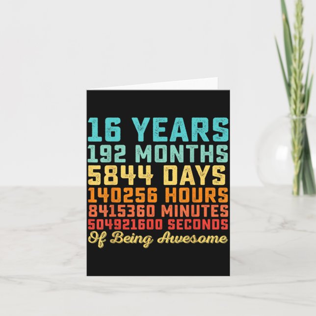 16 Years Old Birthday Quote Funny 16th B-Day Math Card (Front)