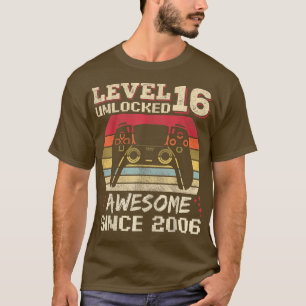 16 Years Old Gamer Man Birthday 16 Level Unlocked T-Shirt