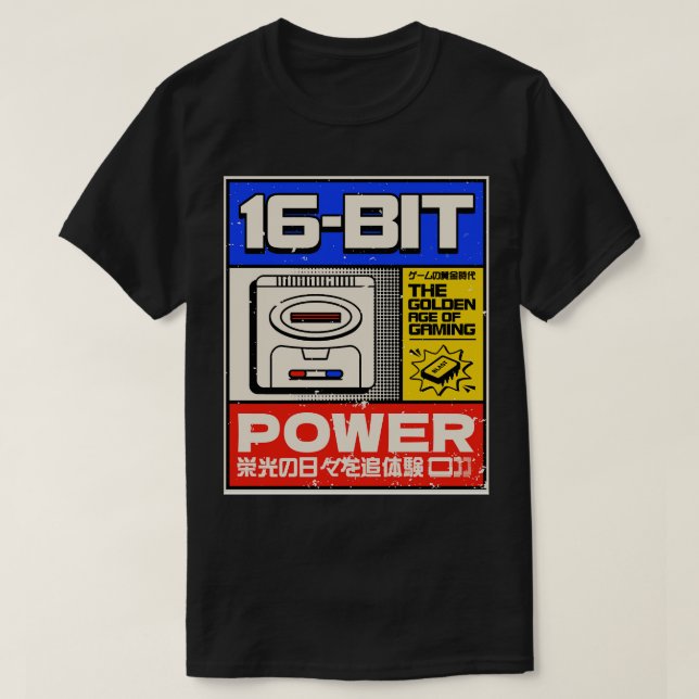 16Bit Power Retro Gamer T-Shirt (Design Front)