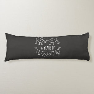 16th Anniversary Gift Chalk Hearts Body Cushion