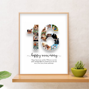 16th Anniversary Photo Collage Poster