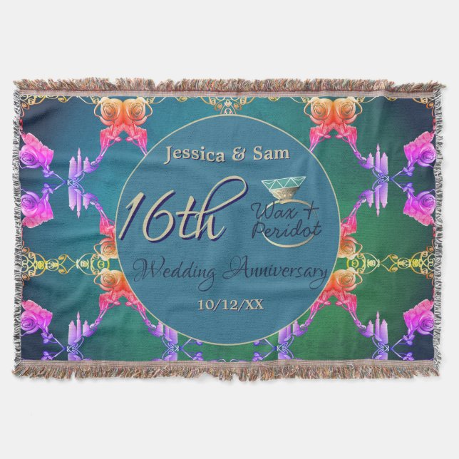 16th Anniversary Wax, Statice Flower Throw Blanket (Front)