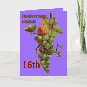 16th Anniversary wishes, customiseable Card