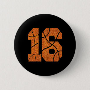 16th Birthday Basketball Boys Kids  6 Cm Round Badge