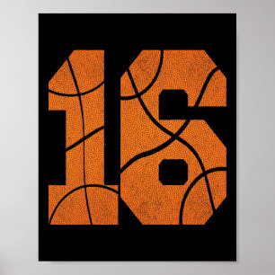 16th Birthday Basketball Boys Kids  Poster