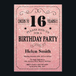16th Birthday Black and Pink Rose Gold Glitter Invitation<br><div class="desc">16th Birthday Invitation Black and Pink Rose Gold Glitter Typography. Black and Pink Rose Gold Glitter Background. Kids Birthday. Male Men or Women Birthday. Kids Boy or Girl Lady Teen Teenage Bday Invite. 13th 15th 16th 18th 20th 21st 30th 40th 50th 60th 70th 80th 90th 100th. Any Age. For further...</div>