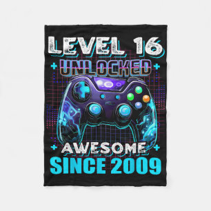 16th Birthday Boy Level 16 Gamer 16 Year Video Gam Fleece Blanket