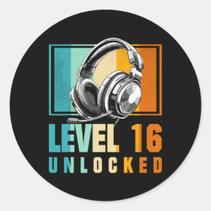 16th Birthday Boy Video Gamer Level 16 Unlocked Bo Classic Round Sticker
