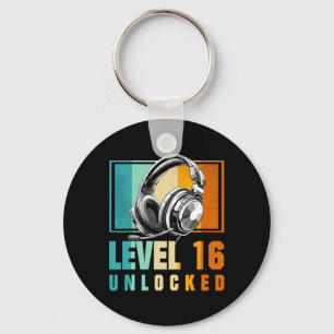 16th Birthday Boy Video Gamer Level 16 Unlocked Bo Key Ring
