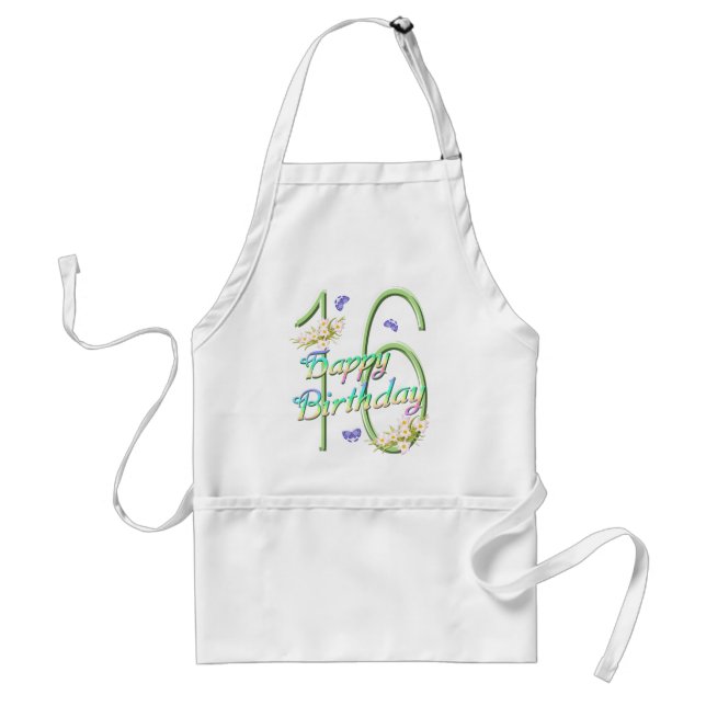 16th Birthday Butterfly Garden Apron (Front)
