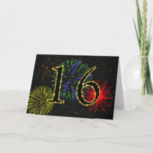 16th Birthday card with fireworks