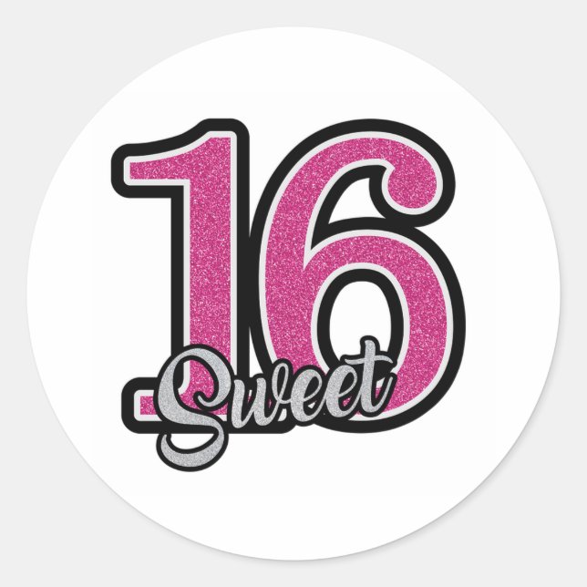 16th Birthday Classic Round Sticker (Front)