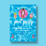 16th Birthday Cute Pink Summer Pool Party  Invitation<br><div class="desc">Personalised 16th Birthday Cute Pink Summer Pool Party Invitation. Customise it with your personal details and the celebrated birthday number.</div>