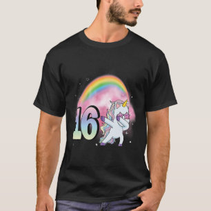 16Th Birthday Dabbing Party Unicorn Girl 16 Year O T-Shirt
