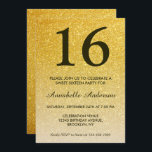 16th Birthday Elegant Black Gold Glitter Ombre Invitation<br><div class="desc">Celebrate your birthday celebration with this Glam Stylish Classic Black Gold Glitter Sparkle Ombre Birthday Card Invitation.</div>