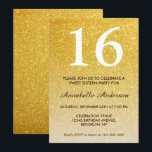 16th Birthday Elegant Yellow Gold Glitter Ombre Invitation<br><div class="desc">Celebrate your birthday celebration with this Glam Stylish Classic Yellow Gold Glitter Sparkle Ombre Birthday Card Invitation.</div>
