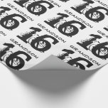 16th Birthday for a grandson, black text on white. Wrapping Paper<br><div class="desc">White background with black text,  for any grandson turning 16.</div>
