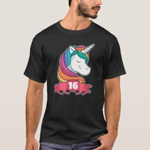 16th Birthday For Girls Theme  Unicorn Girl T-Shirt