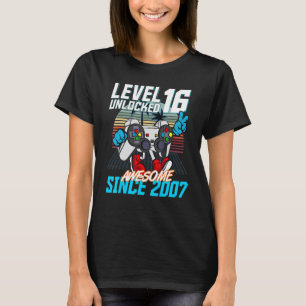 16th Birthday Gaming Level 16 Unlocked Awesome Sin T-Shirt