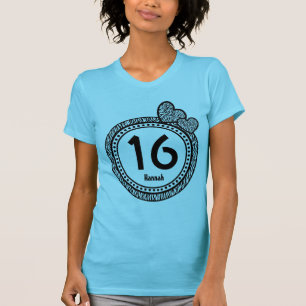 16th Birthday Gift Zebra Polka Dots Custom Name V3 T-Shirt