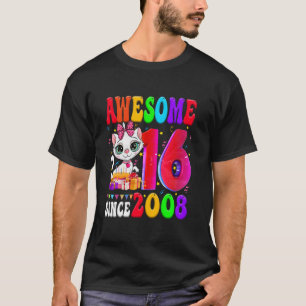16th Birthday Girl Party Cute cat 16 Years Old Awe T-Shirt