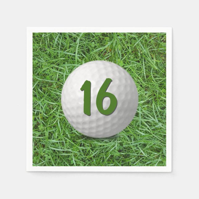 16th Birthday Golf Ball on Grass Napkin (Front)