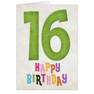 16th Birthday Happy Birthday Card Design 3