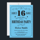 16th Birthday Invitation Black and Blue<br><div class="desc">16th Birthday Invitation Black and Blue Typography. Black and Blue Background. Kids Birthday. Male Men or Women Birthday. Kids Boy or Girl Lady Teen Teenage Bday Invite. 13th 15th 16th 18th 20th 21st 30th 40th 50th 60th 70th 80th 90th 100th. Any Age. For further customisation, please click the "Customise it"...</div>