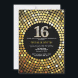 16th Birthday Invitation Black and Gold Glitter<br><div class="desc">16th Birthday Invitation. Black and Gold Glitter. Gold Diamond. Kids Birthday Party. For Boy or Girl Bday bash Party. For further customisation,  please click the "Customise it" button and use our design tool to modify this template.</div>
