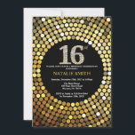 16th Birthday Invitation Black and Gold Glitter<br><div class="desc">16th Birthday Invitation. Black and Gold Glitter. Gold Diamond. Kids Birthday Party. For Boy or Girl Bday bash Party. For further customisation,  please click the "Customise it" button and use our design tool to modify this template.</div>