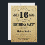 16th Birthday Invitation Black and Gold Glitter<br><div class="desc">16th Birthday Invitation Black and Gold Glitter Typography. Black and Gold Glitter Background. Kids Birthday. Male Men or Women Birthday. Kids Boy or Girl Lady Teen Teenage Bday Invite. 13th 15th 16th 18th 20th 21st 30th 40th 50th 60th 70th 80th 90th 100th. Any Age. For further customisation, please click the...</div>