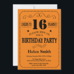 16th Birthday Invitation Black and Orange<br><div class="desc">16th Birthday Invitation Black and Orange Typography. Black and Orange Background. Kids Birthday. Male Men or Women Birthday. Kids Boy or Girl Lady Teen Teenage Bday Invite. 13th 15th 16th 18th 20th 21st 30th 40th 50th 60th 70th 80th 90th 100th. Any Age. For further customisation, please click the "Customise it"...</div>