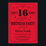 16th Birthday Invitation Black and Red<br><div class="desc">16th Birthday Invitation Black and Red Typography. Black and Red Background. Kids Birthday. Male Men or Women Birthday. Kids Boy or Girl Lady Teen Teenage Bday Invite. 13th 15th 16th 18th 20th 21st 30th 40th 50th 60th 70th 80th 90th 100th. Any Age. For further customisation, please click the "Customise it"...</div>