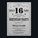 16th Birthday Invitation Black and Silver Glitter<br><div class="desc">16th Birthday Invitation Black and Silver Glitter Typography. Black and Silver Glitter Background. Kids Birthday. Male Men or Women Birthday. Kids Boy or Girl Lady Teen Teenage Bday Invite. 13th 15th 16th 18th 20th 21st 30th 40th 50th 60th 70th 80th 90th 100th. Any Age. For further customisation, please click the...</div>