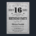 16th Birthday Invitation Black and Silver Glitter<br><div class="desc">16th Birthday Invitation Black and Silver Glitter Typography. Black and Silver Glitter Background. Kids Birthday. Male Men or Women Birthday. Kids Boy or Girl Lady Teen Teenage Bday Invite. 13th 15th 16th 18th 20th 21st 30th 40th 50th 60th 70th 80th 90th 100th. Any Age. For further customisation, please click the...</div>