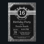 16th Birthday Invitation Black and Silver Glitter<br><div class="desc">16th Birthday Invitation with Black and Silver Glitter Background. Kids Birthday. Male Men or Women Birthday. Kids Boy or Girl Lady Teen Teenage Bday Invite. 13th 15th 16th 18th 20th 21st 30th 40th 50th 60th 70th 80th 90th 100th. Any Age. For further customisation, please click the "Customise it" button and...</div>