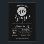 16th Birthday Invitation Black and Silver Glitter<br><div class="desc">16th Birthday Invitation Black and Silver Glitter Card. For further customisation,  please click the "Customise it" button and use our design tool to modify this template.</div>