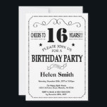 16th Birthday Invitation Black and White<br><div class="desc">16th Birthday Invitation Black and White Typography. Black and White Background. Kids Birthday. Male Men or Women Birthday. Kids Boy or Girl Lady Teen Teenage Bday Invite. 13th 15th 16th 18th 20th 21st 30th 40th 50th 60th 70th 80th 90th 100th. Any Age. For further customisation, please click the "Customise it"...</div>