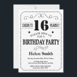 16th Birthday Invitation Black and White<br><div class="desc">16th Birthday Invitation Black and White Typography. Black and White Background. Kids Birthday. Male Men or Women Birthday. Kids Boy or Girl Lady Teen Teenage Bday Invite. 13th 15th 16th 18th 20th 21st 30th 40th 50th 60th 70th 80th 90th 100th. Any Age. For further customisation, please click the "Customise it"...</div>