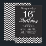 16th Birthday Invitation Black and White Chevron<br><div class="desc">16th Birthday Invitation with Black and White Chevron. Chalkboard. Kids Birthday. Boy or Girl Bday Invite. For further customisation,  please click the "Customise it" button and use our design tool to modify this template.</div>