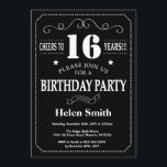 16th Birthday Invitation Black White Chalkboard<br><div class="desc">16th Birthday Invitation Black and White Typography. Chalkboard. Black and White Background. Adult Birthday. Male Men or Women Birthday. Kids Boy or Girl Lady Teen Teenage Bday Invite. 13th 15th 16th 18th 20th 21st 30th 40th 50th 60th 70th 80th 90th 100th. Any Age. For further customisation, please click the "Customise...</div>