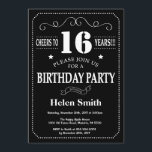 16th Birthday Invitation Black White Chalkboard<br><div class="desc">16th Birthday Invitation Black and White Typography. Chalkboard. Black and White Background. Adult Birthday. Male Men or Women Birthday. Kids Boy or Girl Lady Teen Teenage Bday Invite. 13th 15th 16th 18th 20th 21st 30th 40th 50th 60th 70th 80th 90th 100th. Any Age. For further customisation, please click the "Customise...</div>
